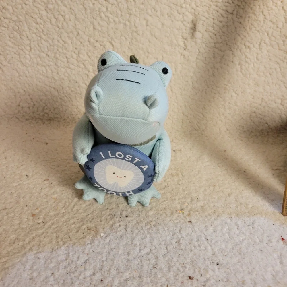 Pillowfort Alligator Tooth Fairy Pillow Kids Blue NEW Milestone Keepsake Plush